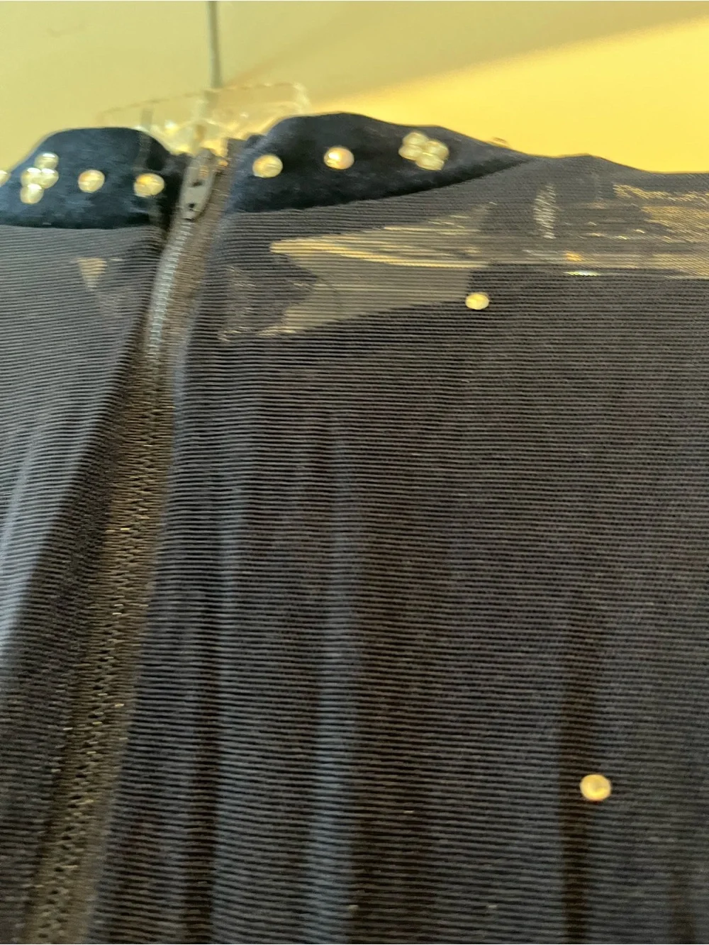 Custom Made Navy Velvet Jazz Dance Unitard with Sheer Sleeves and Crystals